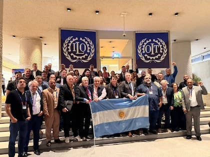 Los representantes de la CGT y de las dos CTA, en Suiza, en la Organización Internacional del Trabajo