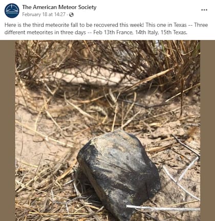Los restos del meteorito de Texas fueron encontrados tres días después de su impacto