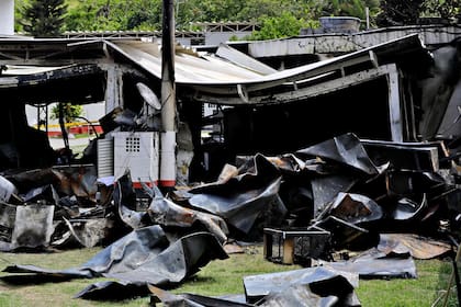 Los restos que dejó el incendio en el complejo del Club Flamengo