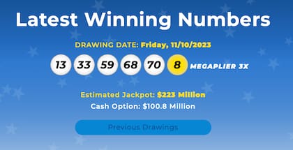 Los resultados de la lotería Mega Millions del 10 de noviembre