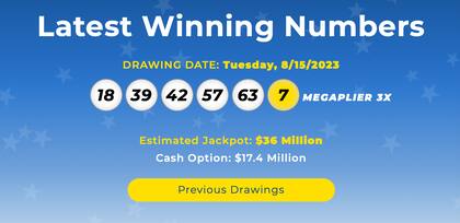Los resultados de la lotería Mega Millions del 15 de agosto
