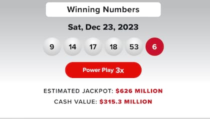 Los resultados de la lotería Powerball del 23 de diciembre
