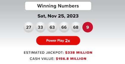 Los resultados de la lotería Powerball del 25 de noviembre