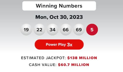 Los resultados de la lotería Powerball del 30 de octubre