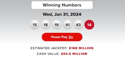 Los resultados de la lotería Powerball del 31 de enero