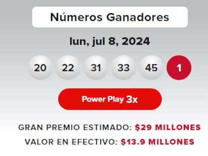 Los resultados de la lotería Powerball del miércoles 8 de julio