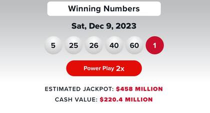 Los resultados de la lotería Powerball del 9 de diciembre