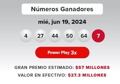 Los resultados de la lotería Powerball del miércoles 19 de junio