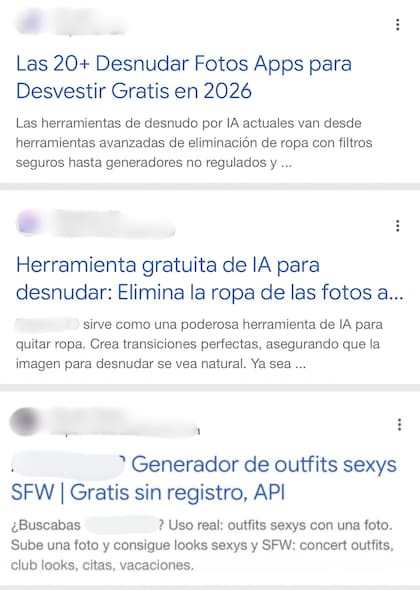 Los resultados que surgen tras una búsqueda en Google