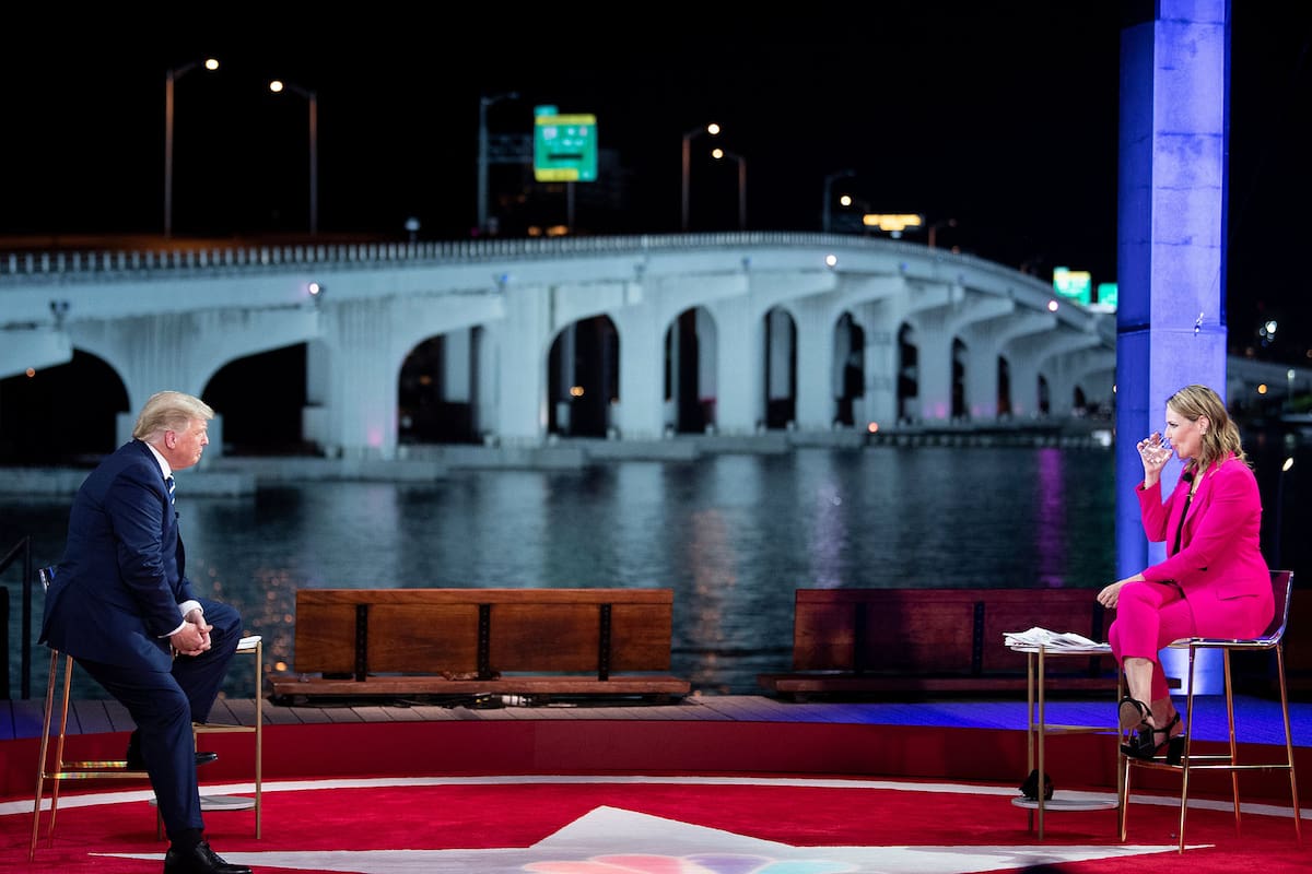 Los rivales presidenciales respondieron a preguntas en distintas ciudades y en distintos canales: Trump en NBC desde Miami y Biden en ABC desde Filadelfia