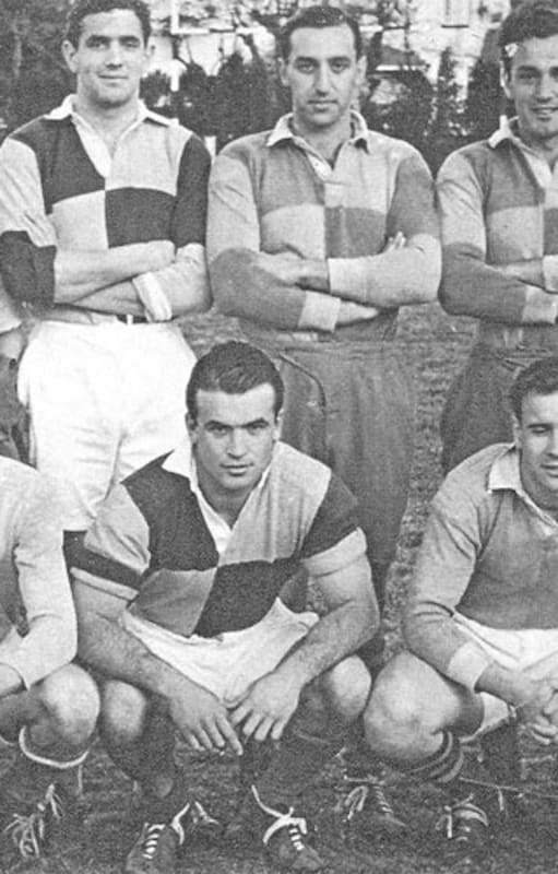 Los rugbiers de C.U.B.A. con la camiseta de Atalaya en un torneo de Seven. En el campeonato XV de URBA de 1955, El Gráfico los presentó como "serios candidatos al título".