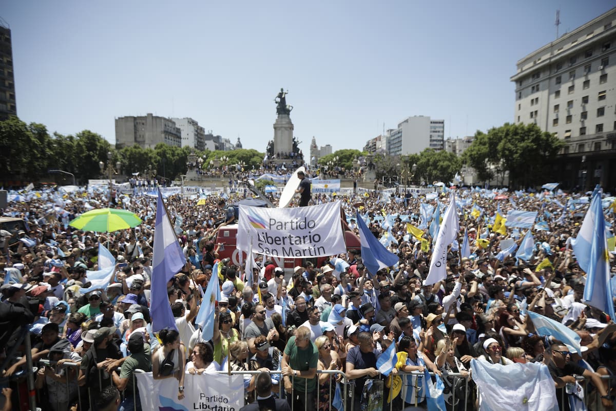 Los seguidores de Milei que se acercaron hasta el Congreso para la asunción de Milei