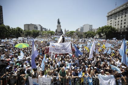 Los seguidores de Milei que se acercaron hasta el Congreso para la asunción de Milei