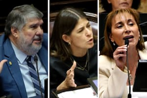 Los senadores José Mayans (Unión por la Patria), Guadalupe Tagliaferri (PRO) y Cristina López (Unidad Ciudadana)