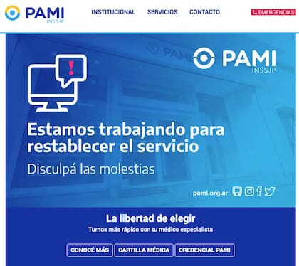 Los servicios online del PAMI están caídos desde el miércoles pasado