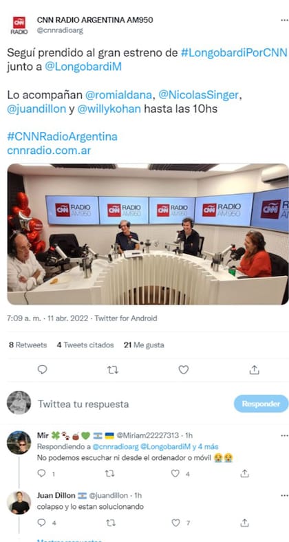 Los sistemas de transmisión de CNN Radio (AM 950) colapsaron, dejando a miles de oyentes sin poder seguir el debut de Marcelo Longobardi