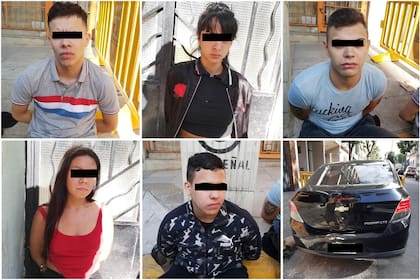 Los sospechosos detenidos y el auto utilizado en el ataque
