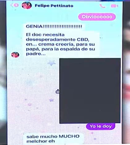 Los supuestos chats de Felipe Pettinato hablando sobre Melchor Rodrigo (Foto: Captura de video)
