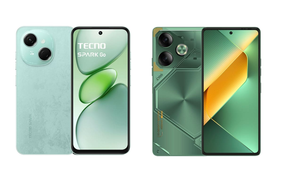 Los teléfonos Spark Go 1 y Pova 6, los dos modelos que el fabricante Tecno Mobile ofrece en combo