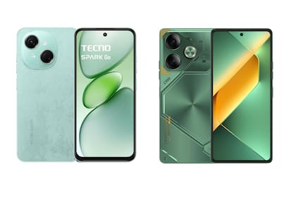 Los teléfonos Spark Go 1 y Pova 6, los dos modelos que el fabricante Tecno Mobile ofrece en combo