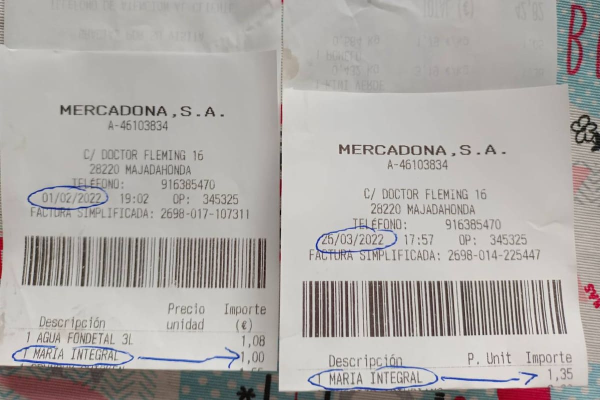 Los tickets marcan un aumento en dos meses consecutivos de un 35 por ciento en una marca de galletitas, algo que destacó una usuaria de twitter española
