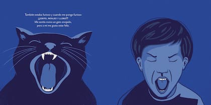 Los tonos azules se imponen en las primeras páginas cuando el relato habla de enojo y miedo