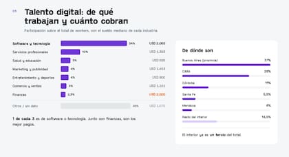 Los trabajos y los sueldos de los argentinos que son empleados para el exterior