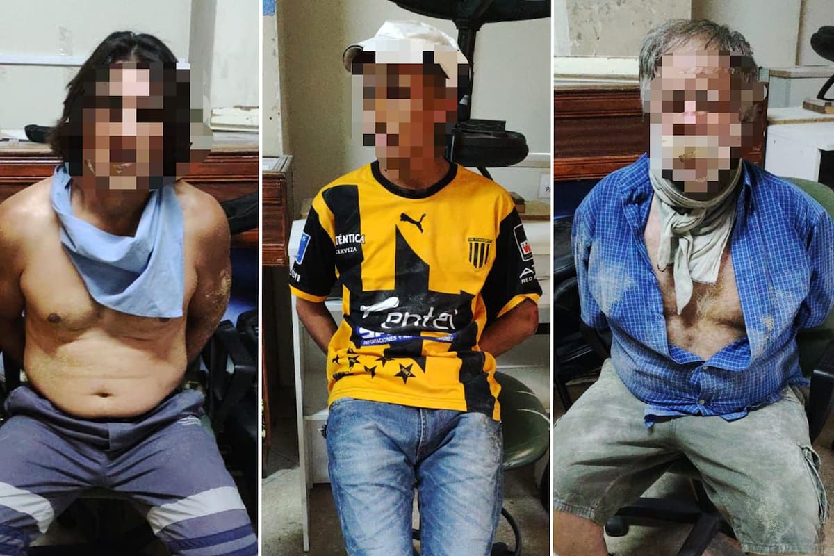 Los tres detenidos por la intrusión en el Ministerio de Desarrollo Social.