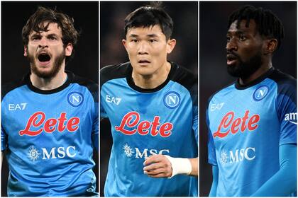 Los tres grandes éxitos del mercado del Napoli, campeón del Calcio: el georgiano Kvicha Kvaratskhelia, el surcoreano Kim Min-Jae y el camerunés André Zambo Anguissa