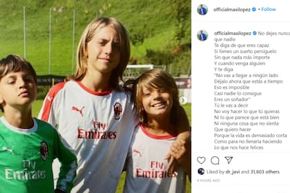 Los tres hijos de Maxi López y Wanda Nara practican deportes y su padre cada tanto sube fotos de ellos dentro de la cancha