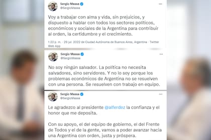 Los tuits de Massa tras la reunión con Alberto Fernández (Foto: Captura de Twitter @sergiomassa)