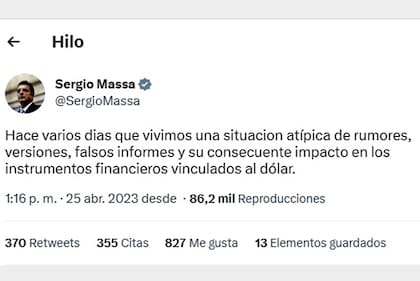 Los tuits de Sergio Massa