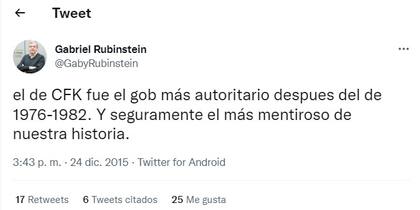 Los tuits del viceministro de Sergio Massa contra Cristina Kirchner