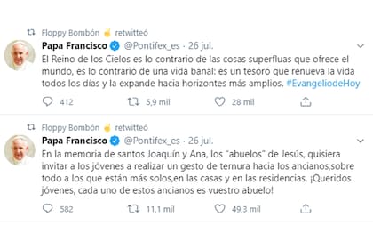 Los últimos retuits de "La Floppy": mensajes del Papa Francisco
