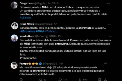 Los usuarios de la red reaccionaron ante la entrevista (Captura X, exTwitter)