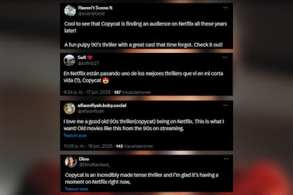 Los usuarios de las redes le dieron play a Copycat en Netflix y dejaron sus opiniones (Foto: Captura de X)