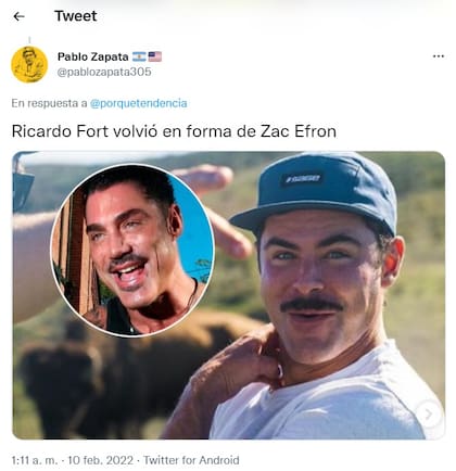 Los usuarios de Twitter compararon a Zac Efron con Ricardo Fort (Foto: Twitter)