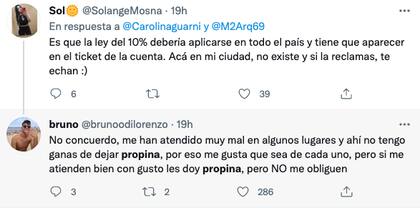 Los usuarios enfrentaron sus posturas sobre la obligatoriedad de la propina en bares y restaurantes