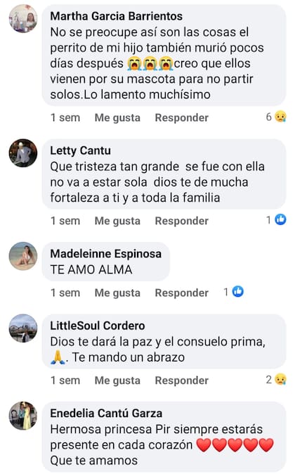 Los usuarios enviaron su pésame y escribieron cientos de mensajes de apoyo