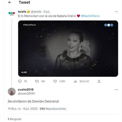 Los usuarios hicieron notar la ausencia de Damián Delorenzi en el homenaje pósumo a los famosos que se realizó en la ceremonia de los Martín Fierro