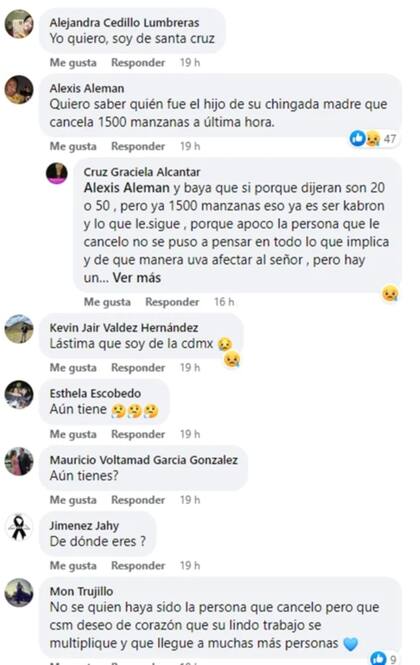 Los usuarios se unieron en los comentarios para ayudar al señor de las manzanas