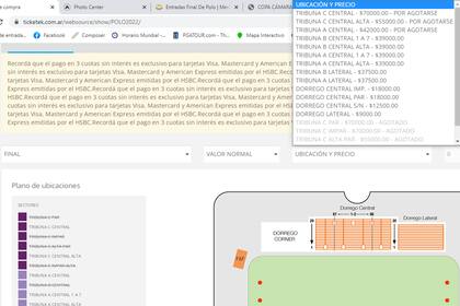 Los valores de las entradas, algunas de ellas, ya agotadas