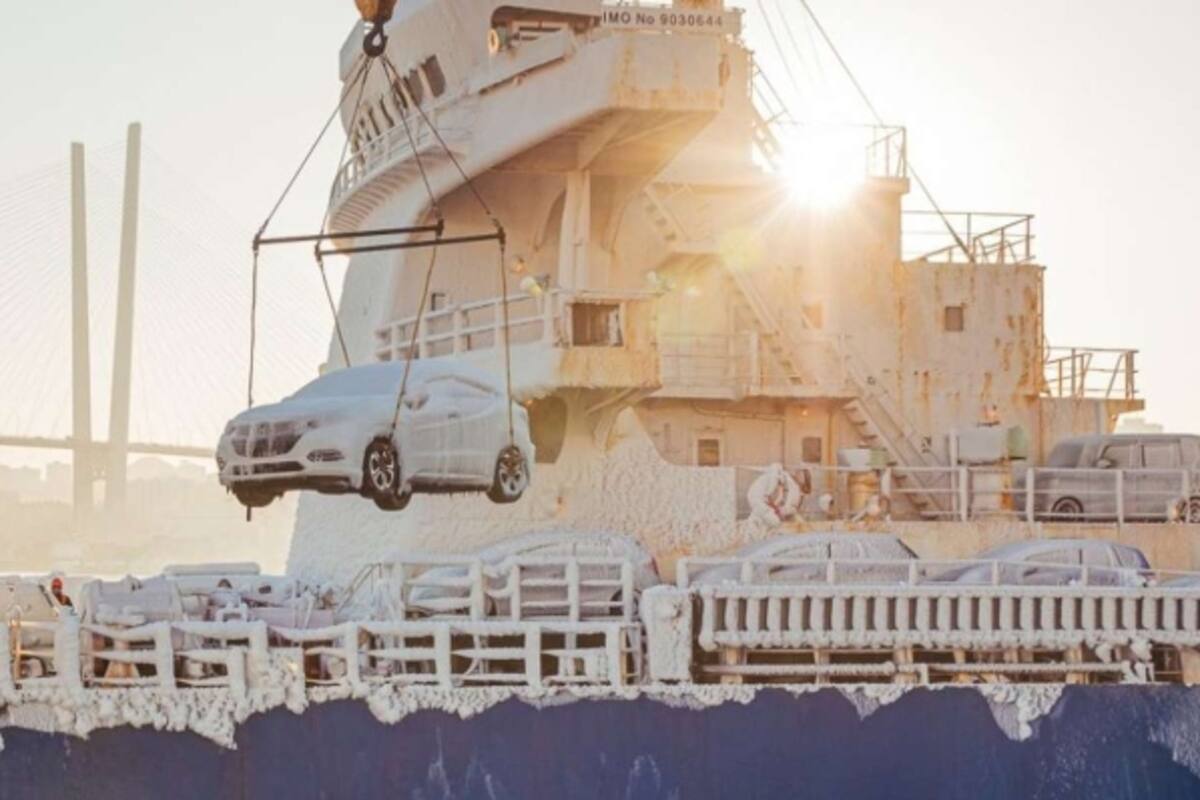 Los vehículos estaban cubiertos con una capa de hielo y sal de hasta doce centímetros