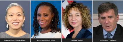 Los vicealcaldes que presentaron su renuncia son: María Torres-Springer, Desarrollo Económico; Meera Joshi, Operaciones; Anne Williams-Isom, Salud y Servicios Humanos; Chauncey Parker, Seguridad Pública