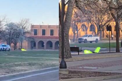 Los videos que circulan en las redes sociales muestran fuego y humo saliendo de al menos una tapa de alcantarilla en la Universidad Tecnológica de Texas