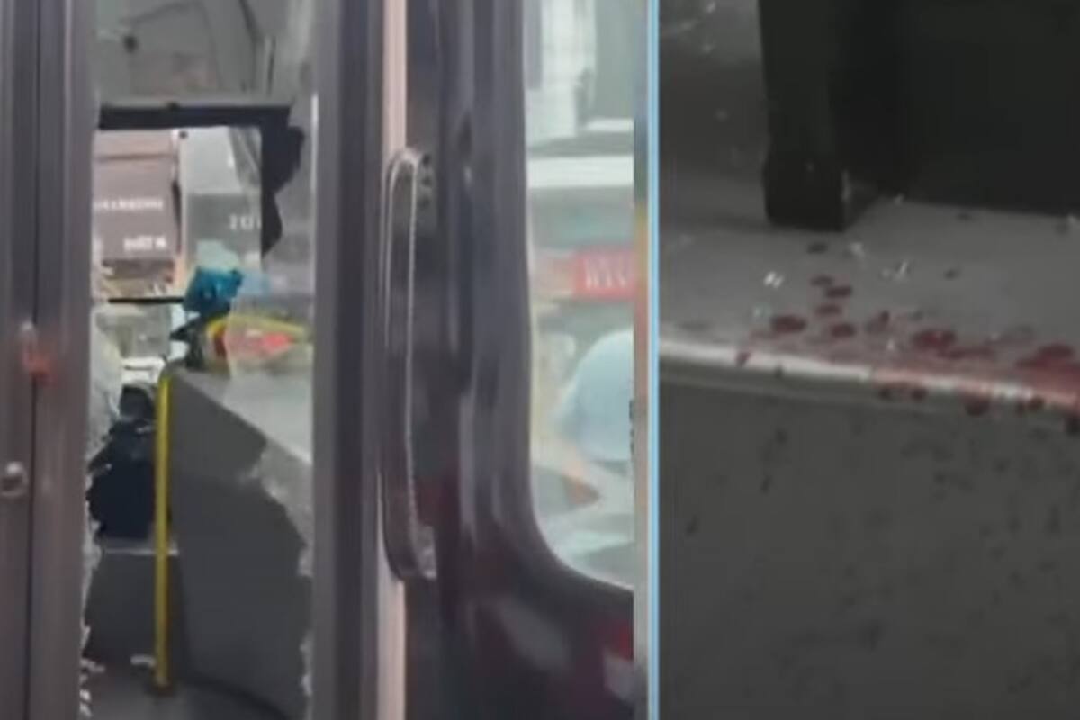 Los vidrios rotos y la sangre del colectivero