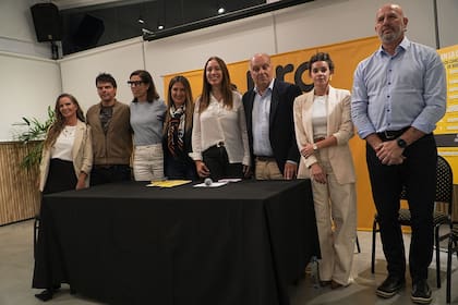 Lospennato, Vidal, Lombardi y Alonso, durante la conferencia de prensa