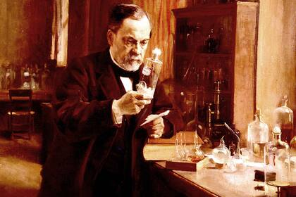 Louis Pasteur en su laboratorio pintura de Albert Edelfelt