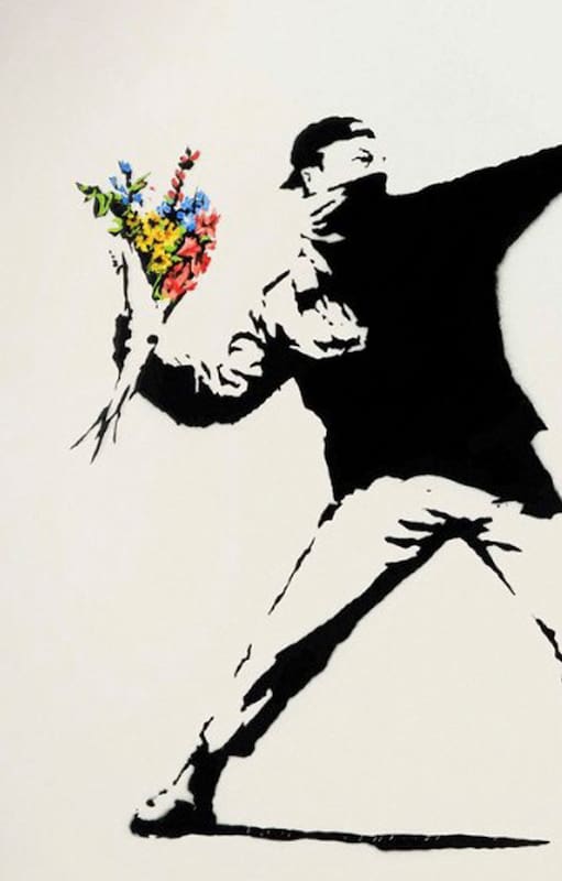 Love is in the Aire, la obra de Banksy vendida anoche en Sotheby´s por el equivalente en criptomonedas a 12,9 millones de