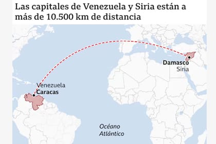Ls distancia entre Siria y Venezuela
